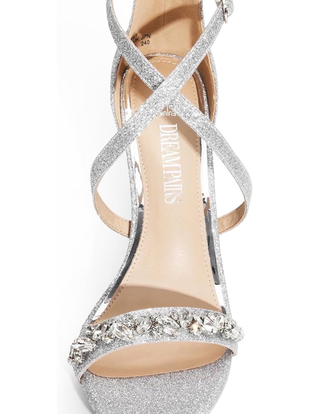 Dream Pairs Silver Glitter Crystal Strappy Heels